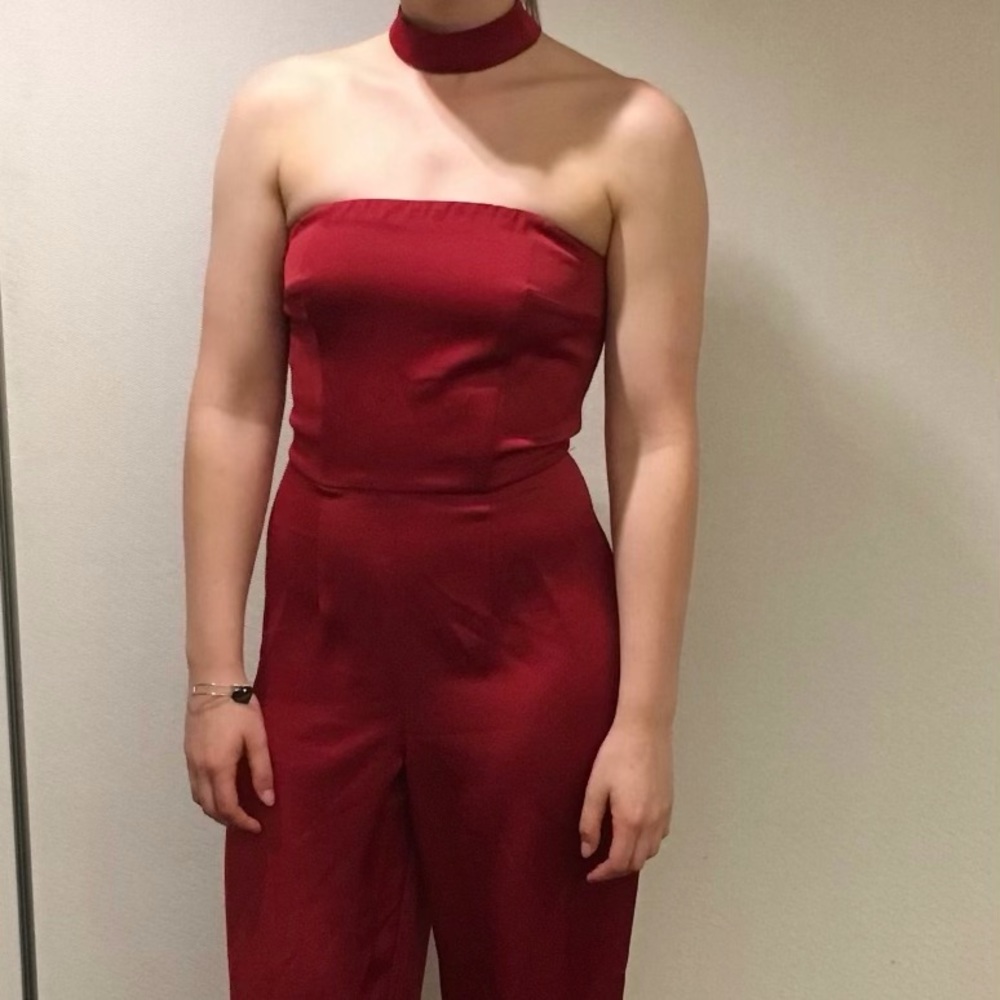 Red pants romper